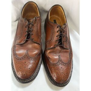 Vintage‎ FLORSHEIM Longwing Shoes 8.5 Whiskey Brown KENMOOR Wingtips Made USA